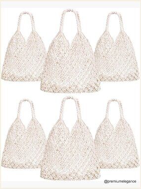 6 Pcs Bachelorette Beach Bags Macrame Tote Crochet Bag